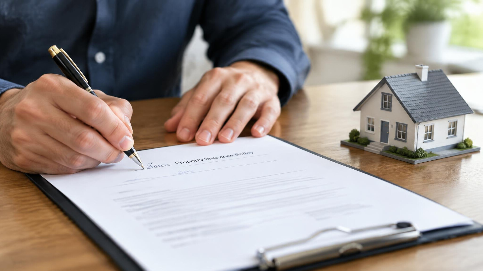 Person signing an insurance policy document